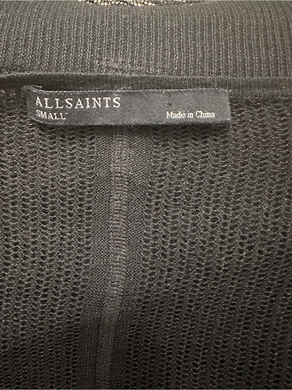 AllSaints Sheer Black Knit Mesh Cowl Neck Batwing Top Small Fairy Grunge Goth - Picture 2 of 8